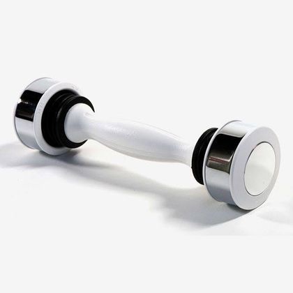 A white and chrome Shake Weight